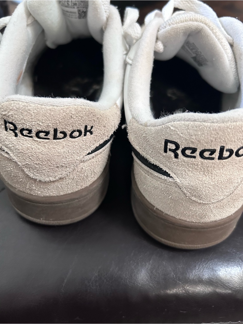 Women’s Reebok Beige Suede Sneakers with Black Logo Accent 7.5 USA Ortho Fit